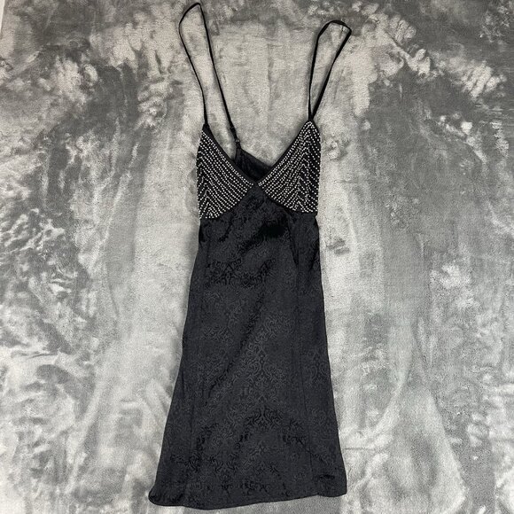 Intimately Free People Women's S Shooting Star Slip Dress Black Beaded Mini - Picture 1 of 6